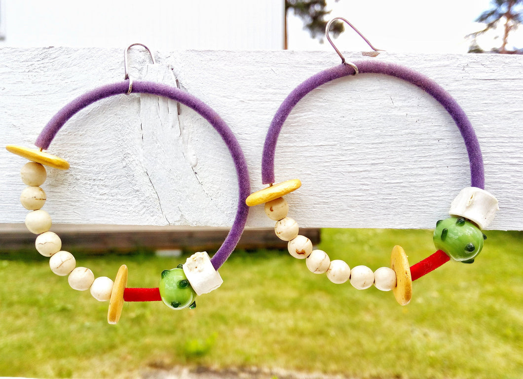 Large Boho Hoop Earrings, African Colorful Jewelry For Her