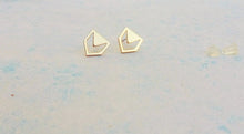 Load image into Gallery viewer, Small Geometric Earrings, Simple Gold Studs, Contemporary Cat Stud Earrings
