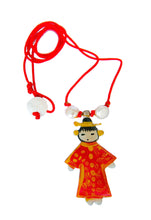 Load image into Gallery viewer, Manga Necklace, Geisha Necklace In Red Kimono, Sterling Silver Long Necklace
