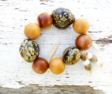 Load image into Gallery viewer, Chunky Brown Bead Bracelet, Animal Print Jewelry
