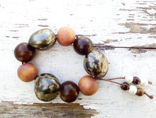 Load image into Gallery viewer, Chunky Brown Bead Bracelet, Animal Print Jewelry
