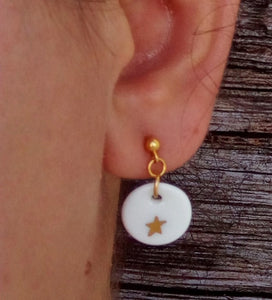 White Porcelain Star Earrings