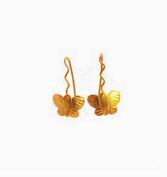 Gold Butterfly Earrings, 925 Sterling Silver Dangle Earrings