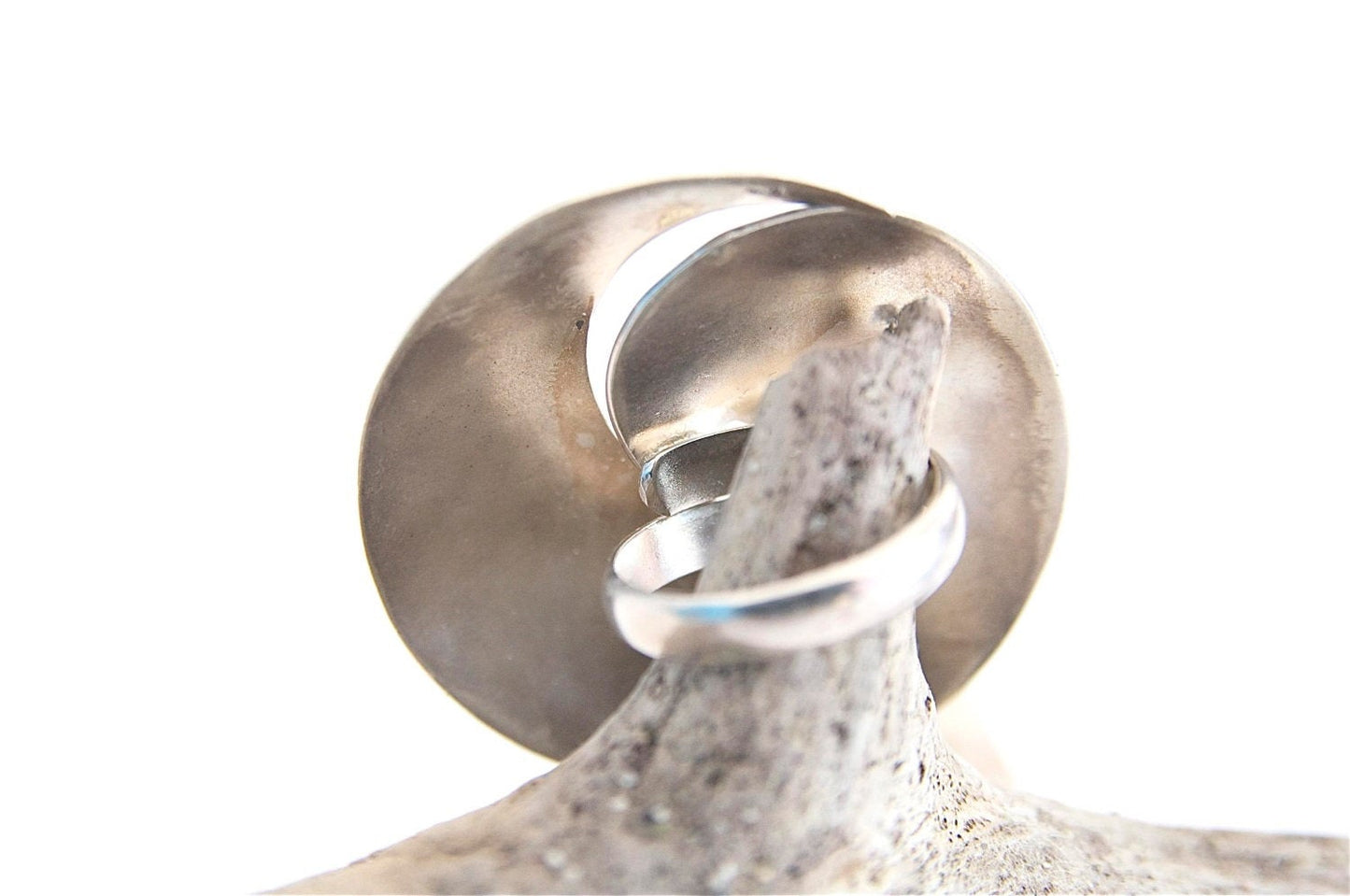 925 Sterling Silver Spiral Ring Size 5 3/4, Modern Geometric Ring