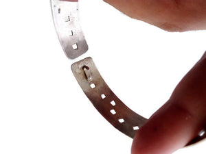 Hammered Silver Bangle, Wide Flat Bangle Bracelet With Pattern