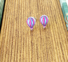 Load image into Gallery viewer, Hot Air Balloon Earrings, Mini Silver Stud Earrings
