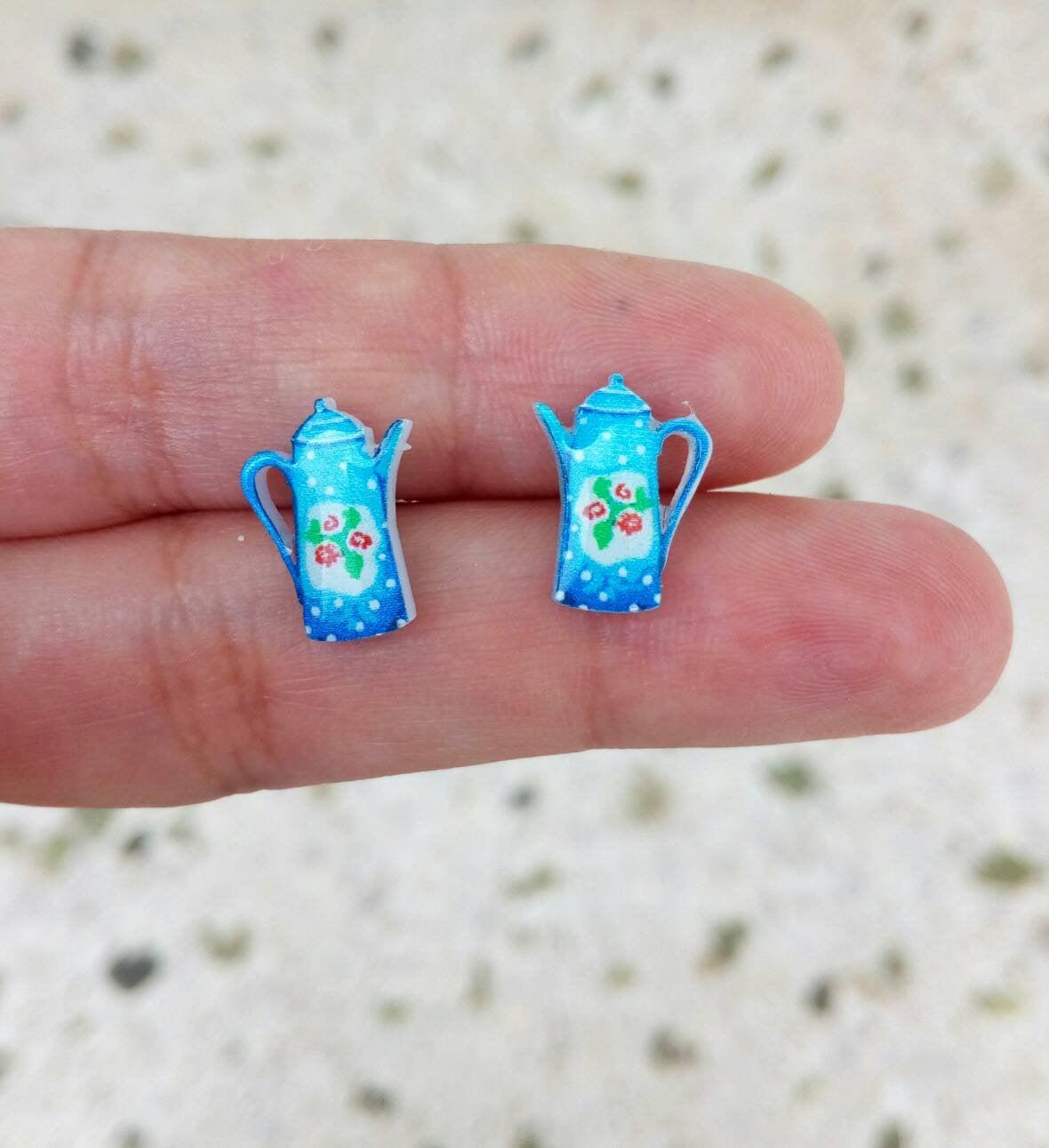 Cute Teapot Stud Earrings, Alice In Wonderland Earrings