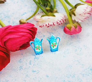 Cute Teapot Stud Earrings, Alice In Wonderland Earrings