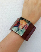 Load image into Gallery viewer, Statement Wood Bracelet, Chaim Soutine Modigliani Painting
