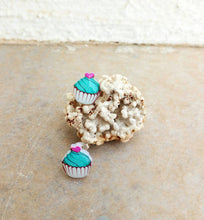 Load image into Gallery viewer, Cupcake Earrings, Rainbow Cake Silver Stud Earrings
