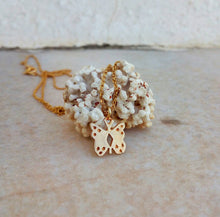 Load image into Gallery viewer, Spring Jewelry, Dainty Butterfly Necklace, Gold Plated Tiny Necklace
