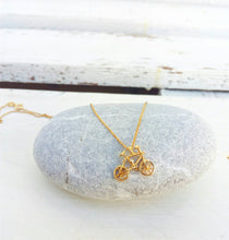 Load image into Gallery viewer, Sterling Silver Bicycle Necklace, 18k Gold Plated Necklace, Gift For A Cyclist
