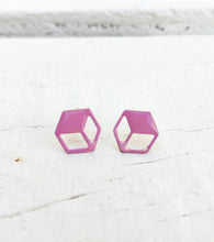 Load image into Gallery viewer, Cube Stud Earrings, Blush Pink Square Earrings
