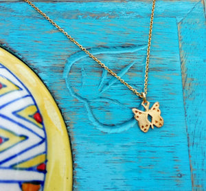Spring Jewelry, Dainty Butterfly Necklace, Gold Plated Tiny Necklace