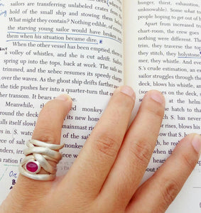 Pink Tourmaline Ring, Sterling Silver Ring Size 7 1/4, "Chaotic Ring"