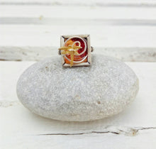 Load image into Gallery viewer, Silver Dragonfly Ring, Adjustable Square Ring
