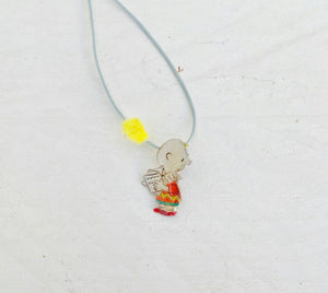 Charlie Brown Necklace, Small Silver Enamel Necklace