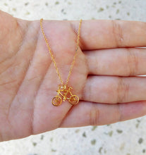 Load image into Gallery viewer, Sterling Silver Bicycle Necklace, 18k Gold Plated Necklace, Gift For A Cyclist
