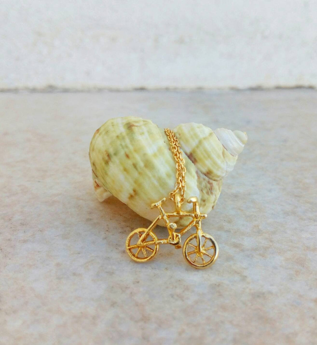 Sterling Silver Bicycle Necklace, 18k Gold Plated Necklace, Gift For A Cyclist