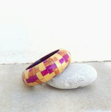 Load image into Gallery viewer, Purple Wide Bangle, Geometric Bangle Made From Old Chairs, Recycled Jewelry For Her
