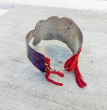 Load image into Gallery viewer, Wide Silver Cuff, Solid Silver Bracelet Hand-Painted With Enamel, &quot;Hug&quot; Bracelet
