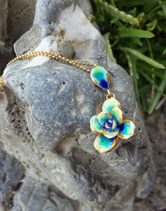 Enamel Wildflower Necklace, 18k Gold Plated Silver Woodland Necklace From Real Flower