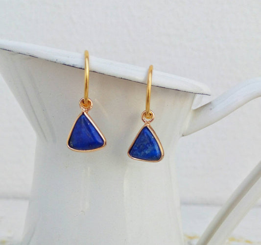 Blue Hoop Earrings, Lapis Earrings, Navy Blue Bridesmaid Jewelry
