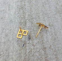 Load image into Gallery viewer, Simple Geometric Stud Earrings, Tetris Earrings, Black Studs
