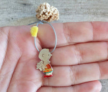 Load image into Gallery viewer, Charlie Brown Necklace, Small Silver Enamel Necklace

