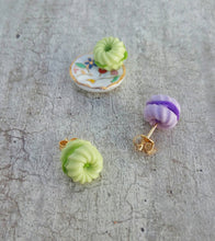 Load image into Gallery viewer, Miniature Cookie Earrings, Polymer Clay Tiny Food Jewelry, Kawaii Stud Earrings
