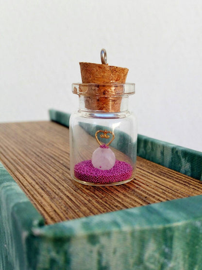 Tiny Heart Necklace, Miniature Bottle Necklace