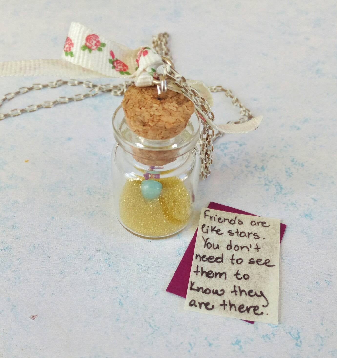Small Star Necklace, Celestial Jewelry Gift For Best Friend, Mini Bottle Necklace