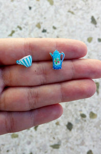 Alice In Wonderland Earrings, Teapot And Cup Acrylic Stud Earrings