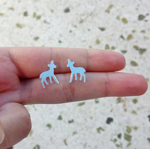 Deer Earrings, Silver Hypoallergenic Stud Earrings, Forest Earrings