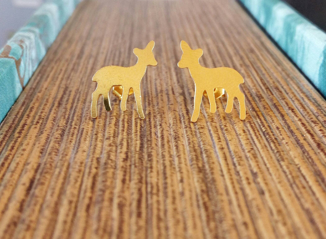 Deer Earrings, Silver Hypoallergenic Stud Earrings, Forest Earrings