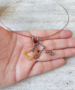 Love Necklace, Stick Figure Heart Necklace, "I Carry Your Heart" Jewelry For Her