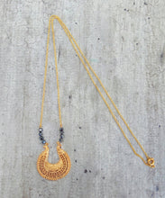 Load image into Gallery viewer, Extra Long Hematite Necklace, Tudor Jewelry For Her, Etruscan Necklace
