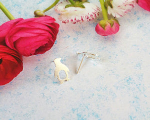 Brushed Silver Penguin Earrings, Emperor Penguin Jewelry, Nickel Free Earrings For Her