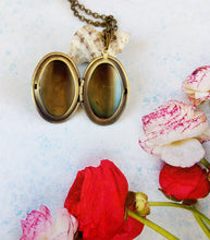 Load image into Gallery viewer, Custom Locket Necklace, Hummingbird Necklace, Vintage Style Oval Necklace

