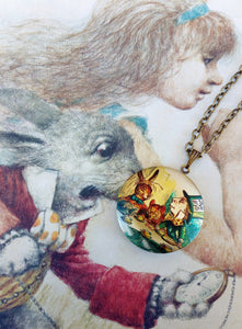 Locket Necklace With Photo, Alice In Wonderland Jewelry, Mom Of 2 Necklace