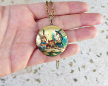 Load image into Gallery viewer, Locket Necklace With Photo, Alice In Wonderland Jewelry, Mom Of 2 Necklace
