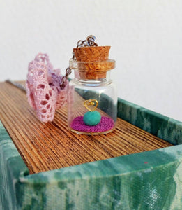 Tiny Heart Necklace, Miniature Bottle Necklace
