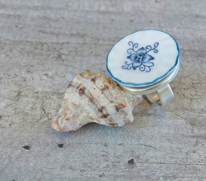 Blue And White Porcelain Ring, Blue Delft Jewelry