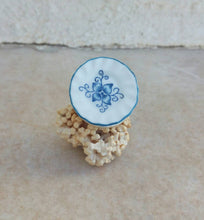 Load image into Gallery viewer, Blue And White Porcelain Ring, Blue Delft Jewelry
