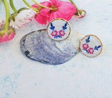 Load image into Gallery viewer, Porcelain Flower Earrings, Floral Studs, Ceramic Jewelry
