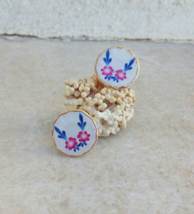 Porcelain Flower Earrings, Floral Studs, Ceramic Jewelry