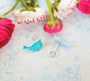 Cute Narwhal Stud Earrings, Unicorn Whale Jewellery, Kawaii Earrings
