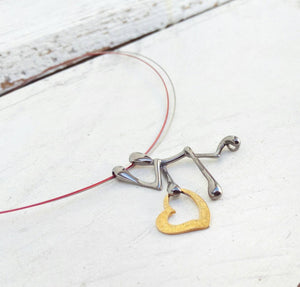 Love Necklace, Stick Figure Heart Necklace, "I Carry Your Heart" Jewelry For Her