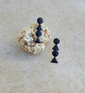 Geometric Black Studs, Modern Earrings For Everyday, Bishop Chess Earrings