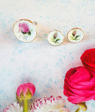 Load image into Gallery viewer, Rose Flower Studs, Cute Porcelain Stud Earrings, Miniature Jewelry
